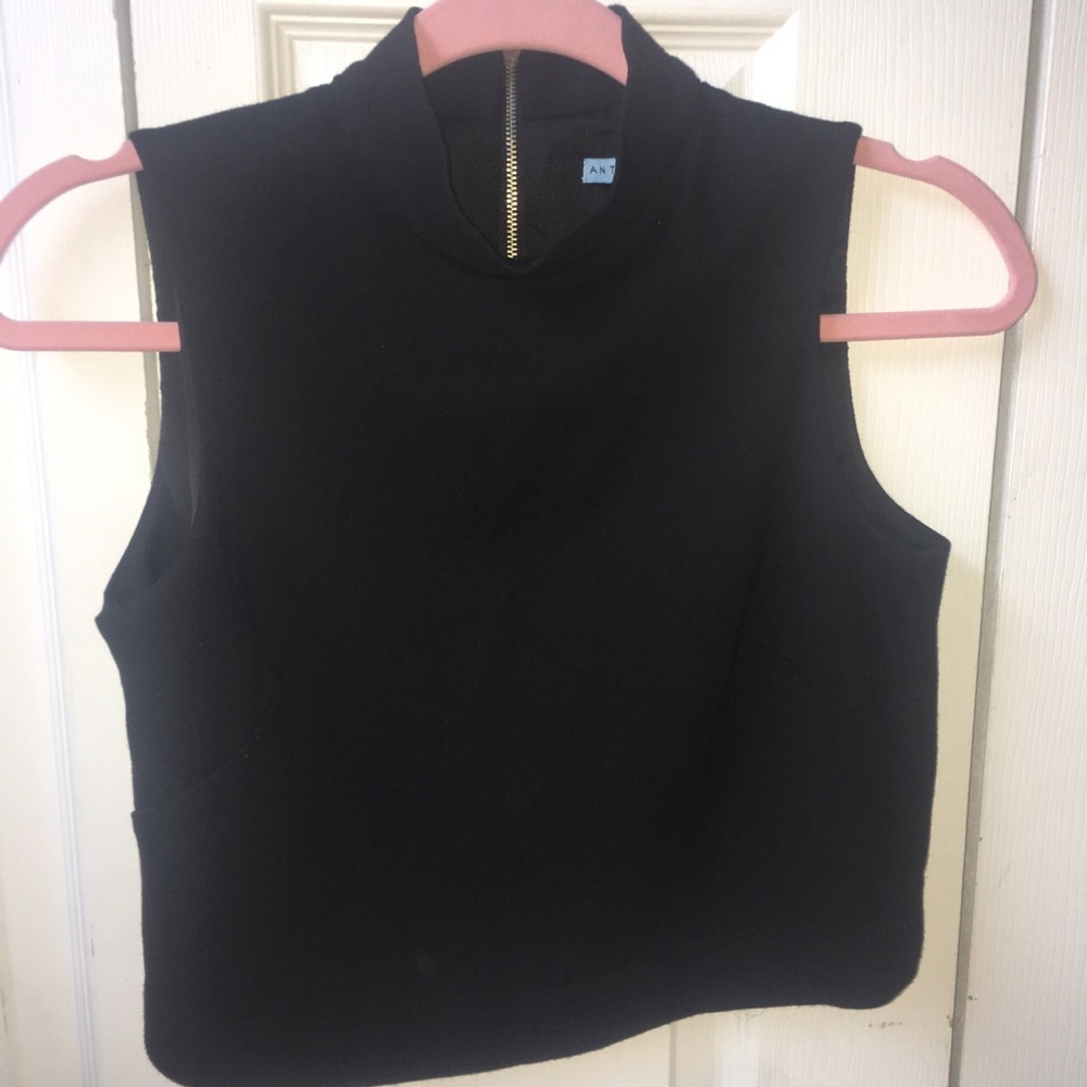 turtleneck crop top with gold zipper. good quality